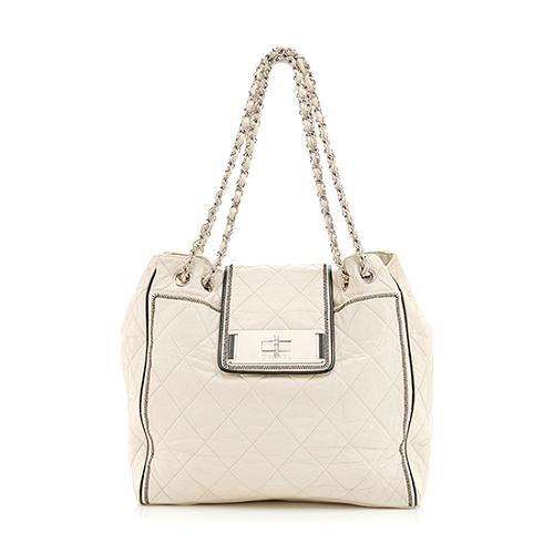 Chanel Leather East/West Mademoiselle Shopping Tote