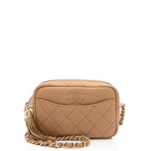 Chanel Matte Caviar Leather Coco Tassel Mini Camera Bag
