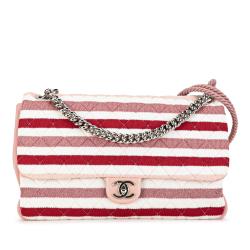 Chanel Maxi Stripe Jersey Felt and Rope Flap