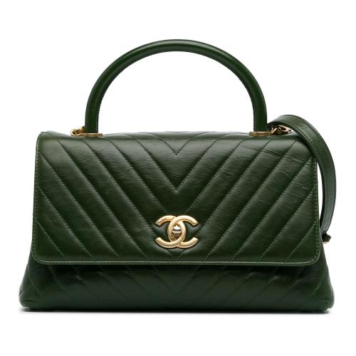 Chanel Medium Aged Calfskin Chevron Coco Handle Bag