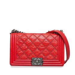 Chanel Medium Studded Distressed Calfskin Boy Flap