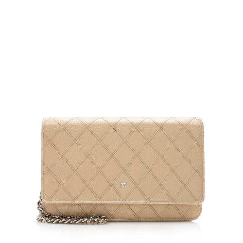 Chanel Metallic Calfskin Diamond Stitch Wallet on Chain Bag