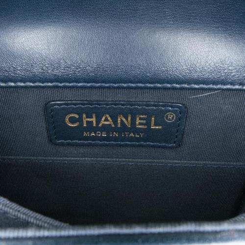 Chanel Metallic Lambskin Striped North South Boy Flap