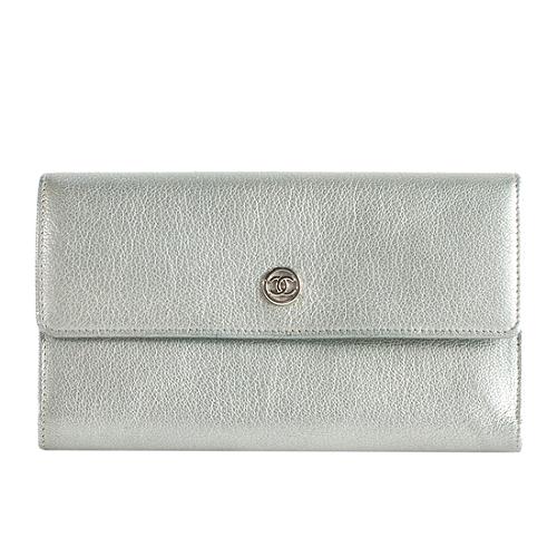 Chanel Metallic Leather Classic Long Wallet