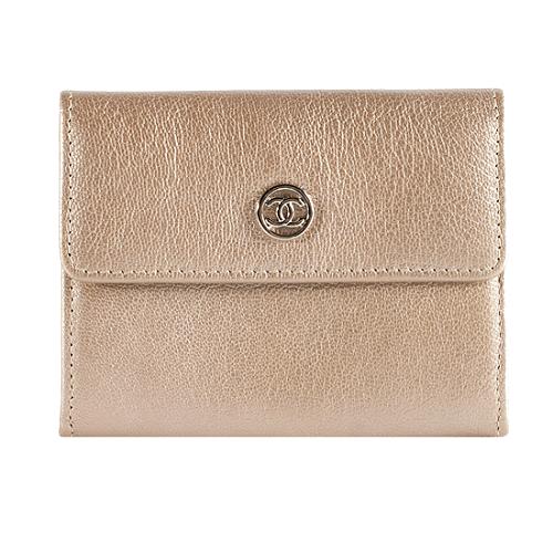 Chanel Metallic Leather Coin Purse Wallet