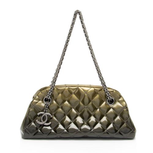 Chanel Metallic Patent Leather Just Mademoiselle Bowler Small Satchel