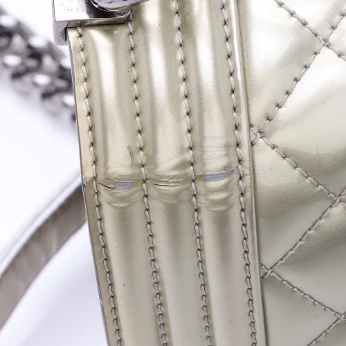 Chanel Metallic Patent Leather Old Medium Boy Bag