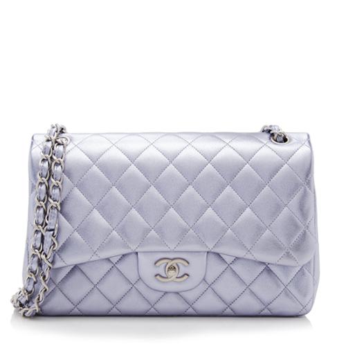 Chanel Metallic Quilted Lambskin Jumbo Double Flap Bag