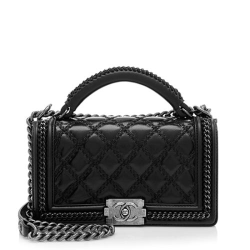 Chanel Paris-Salzburg Leather Small Top Handle Boy Bag