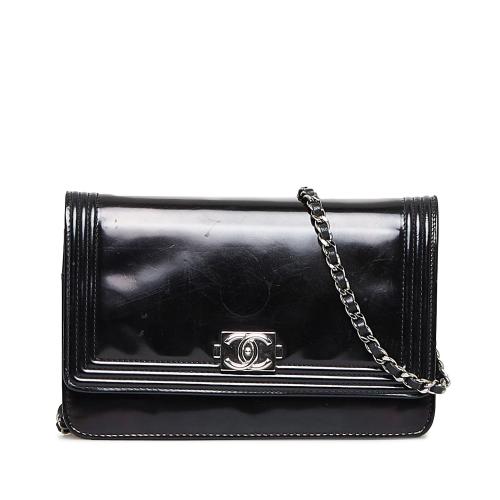 Chanel Patent Boy Wallet On Chain, Chanel Handbags