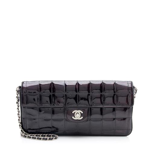 Chanel Patent Leather Chocolate Bar East/West Flap Shoulder Bag, Chanel  Handbags