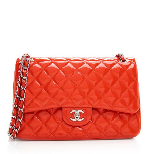 Chanel Patent Leather Classic Jumbo Double Flap Shoulder Bag