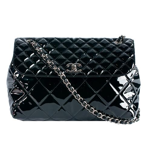 Chanel Patent Leather In The Business Jumbo Flap Shoulder Handbag