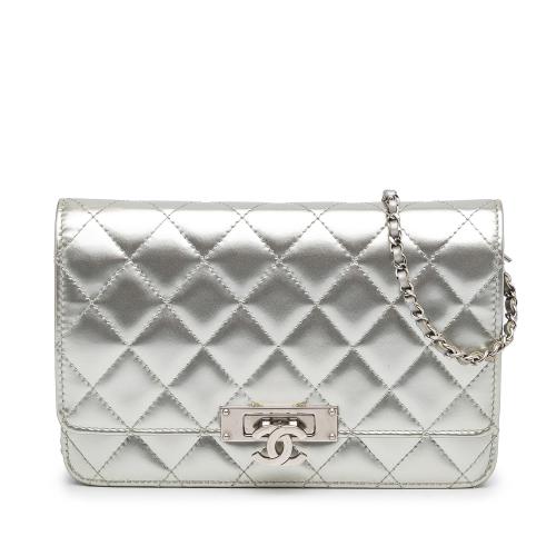 Chanel Patent Quilted Golden Class Double CC Wallet on Chain