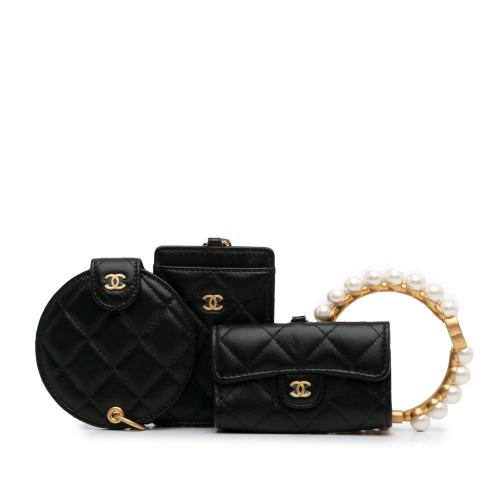 Chanel Pearl Crown CC Wristlet Multi Pouches