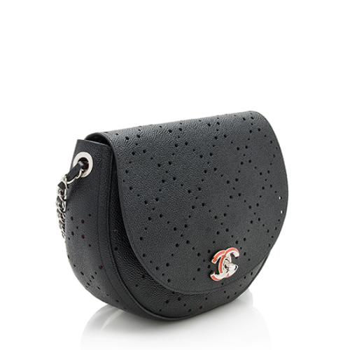 Chanel Perforated Calfskin Medium Flap Messenger Bag, Chanel Handbags