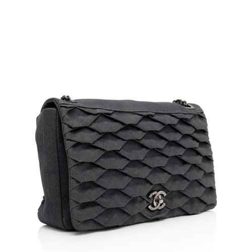 Chanel Pleated Denim Turtle Flap Bag