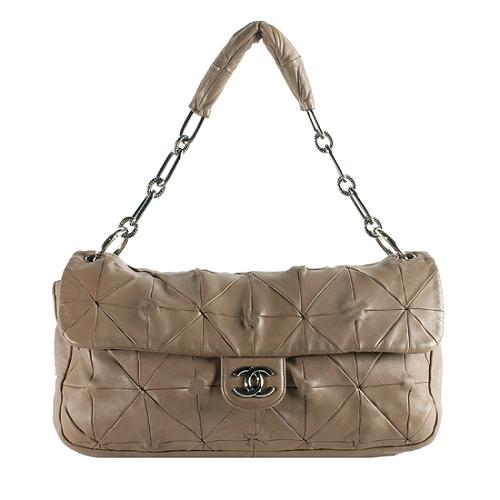 Chanel Pleated Lambskin East/West Shoulder Handbag
