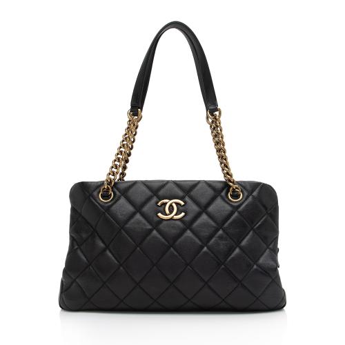 Chanel Black/White Quilted Aged Calfskin Leather Medium Gabrielle Hobo Bag