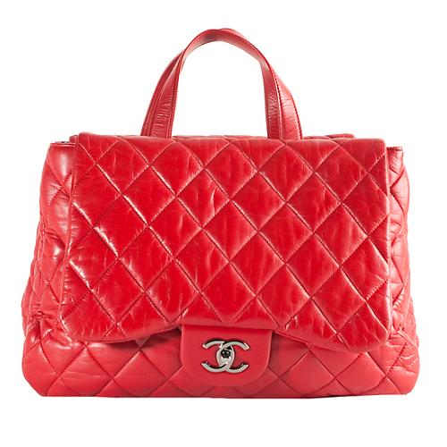 Chanel Quilted Calfskin Classic Flap Satchel Handbag