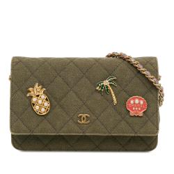 Chanel Quilted Canvas Coco Cuba Charms Wallet On Chain