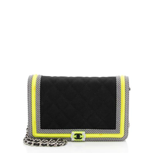 Chanel Quilted Canvas Fluo Boy Wallet on Chain Bag