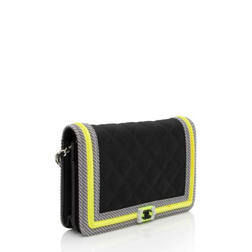 Chanel Quilted Canvas Fluo Boy Wallet on Chain