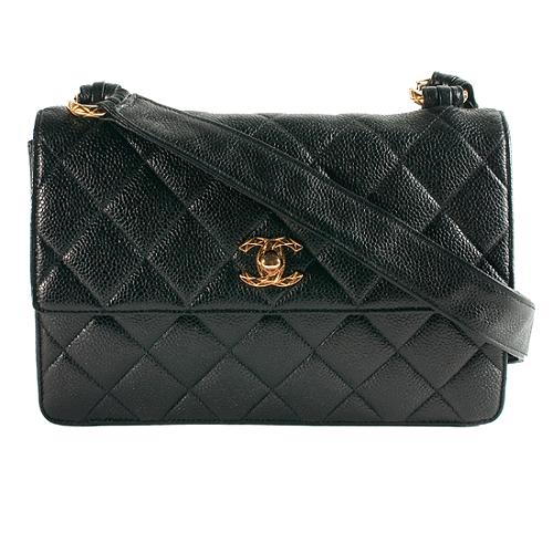 Chanel Quilted Caviar Leather Crossbody Handbag