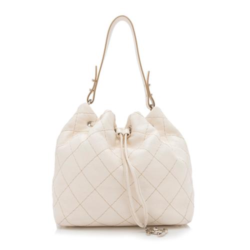 Chanel Quilted Caviar Leather Drawstring Shoulder Bag