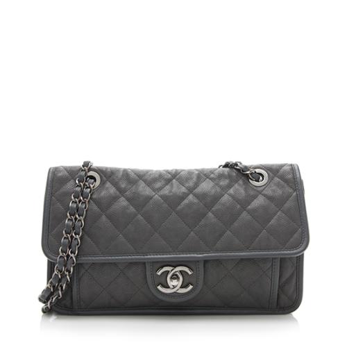 Chanel Quilted Caviar Leather French Riviera Medium Flap Bag