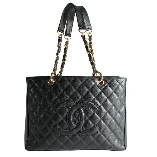 Chanel Quilted Caviar Leather Grand Shopping Tote