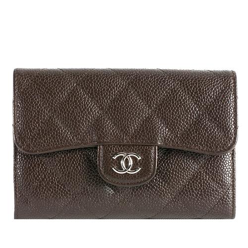 Chanel Quilted Caviar Leather Medium Change Purse Wallet