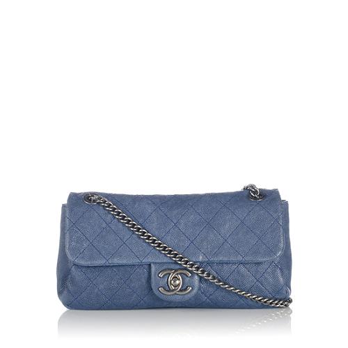 Chanel Quilted Caviar Leather Simply CC Medium Flap Shoulder Bag