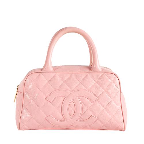 Chanel Quilted Caviar Leather Small Bowler Satchel
