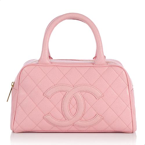Chanel Quilted Caviar Leather Small Bowler Satchel