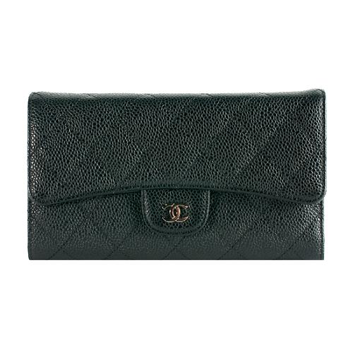 Chanel Quilted Caviar Leather Trifold Wallet