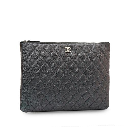 Chanel Quilted Caviar O Case Clutch
