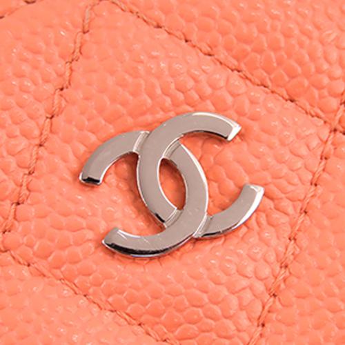 Chanel Quilted Caviar Round Clutch With Chain