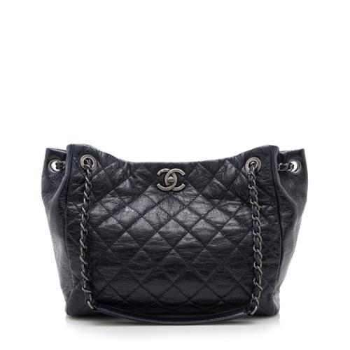 Chanel Quilted Glazed Leather CC Tote
