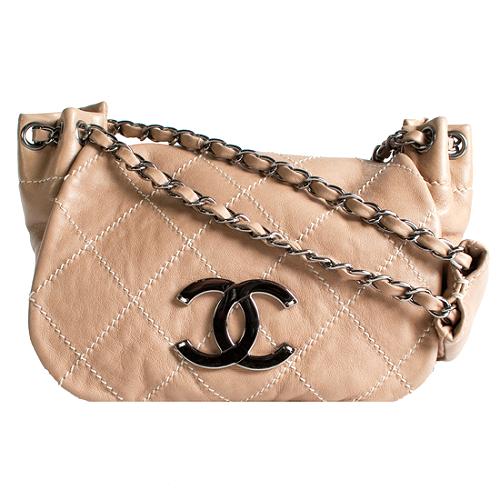 Chanel Quilted Kidskin Accordion Flap Shoulder Handbag