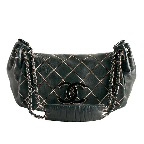Chanel Quilted Kidskin Accordion Flap Shoulder Handbag