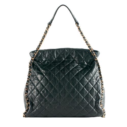 Chanel Quilted Lambskin Chain Around Large Hobo Handbag