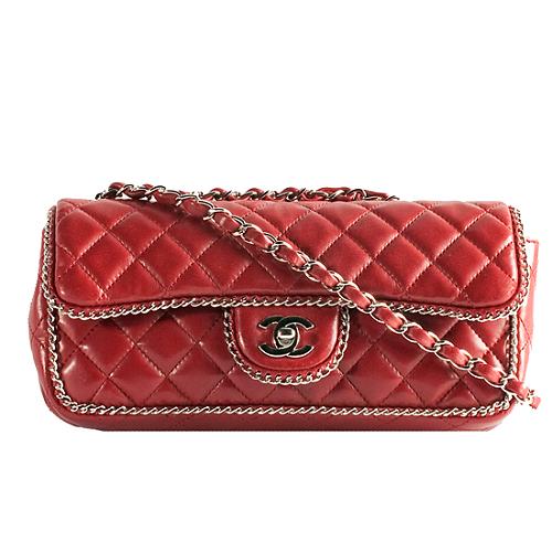 Chanel Quilted Lambskin Chain Trim Flap Shoulder Handbag