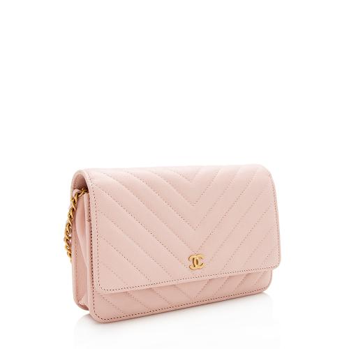 Chanel Quilted Lambskin Chevron Wallet On Chain Bag