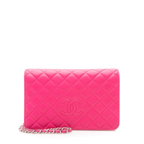 Chanel Lambskin Diamond CC Wallet on Chain