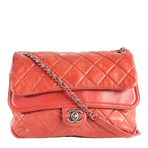 Chanel Quilted Lambskin Double Flap Shoulder Bag