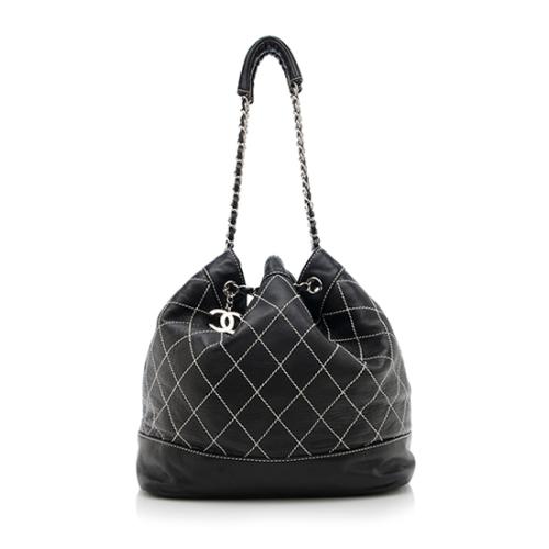 Chanel Quilted Lambskin Drawstring Large Bucket Bag