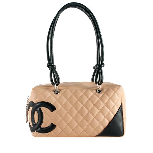 Chanel Quilted Lambskin Ligne Cambon Shopper Shoulder Handbag