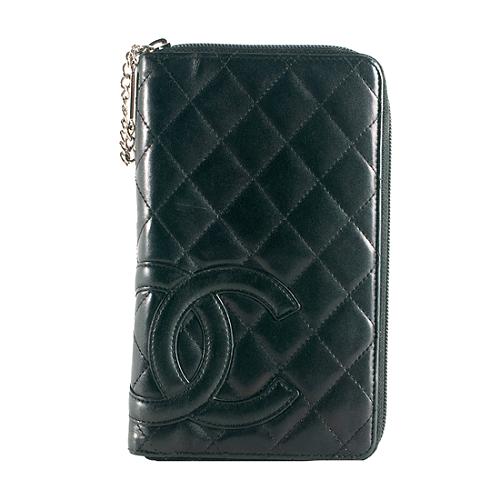 Chanel Quilted Lambskin Ligne Cambon Zip Around Wallet