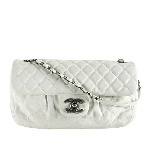 Chanel Quilted Lambskin Pleated Flap Shoulder Bag